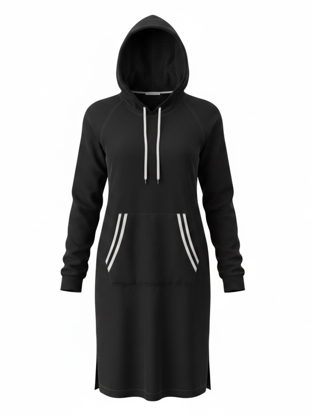 Karen Kane Black Hoodie Dress with White Trim